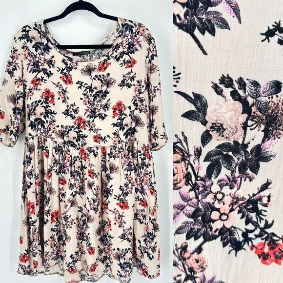 Atmosphere Mini Baby Doll Floral Blouse US Size 12 A Line Pleated Large - Picture 1 of 11